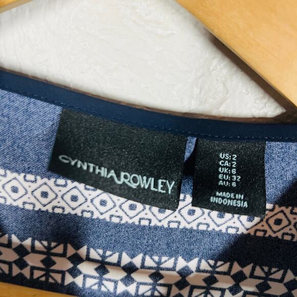 Cynthis Rowley Button Up Shift Dress Loose Fit Casual Mod Print - 2 - Picture 4 of 5